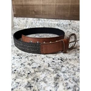 Vintage Y2K Learher Boho Sequin Fossil Belt, Size Small